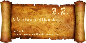 Nádassy Rikarda névjegykártya